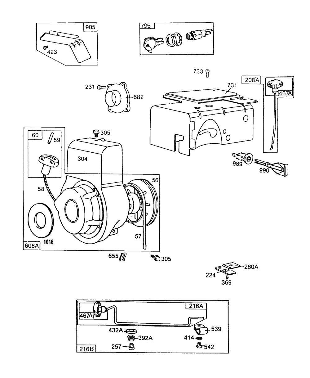 Blower Hsgs,rewind,sno-Gard Diagram and Parts List for 112252-0049-XX  Briggs and Stratton Engine
